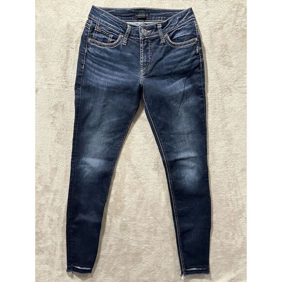 Silver Jeans Denim - Silver Jeans Womens 27 Blue Suki Skinny Mid Rise Dark Wash‎ Stretch Denim